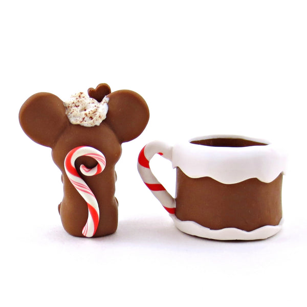Gingerbread Latte Mouse in a Gingerbread Mug Figurine - Polymer Clay Christmas Collection