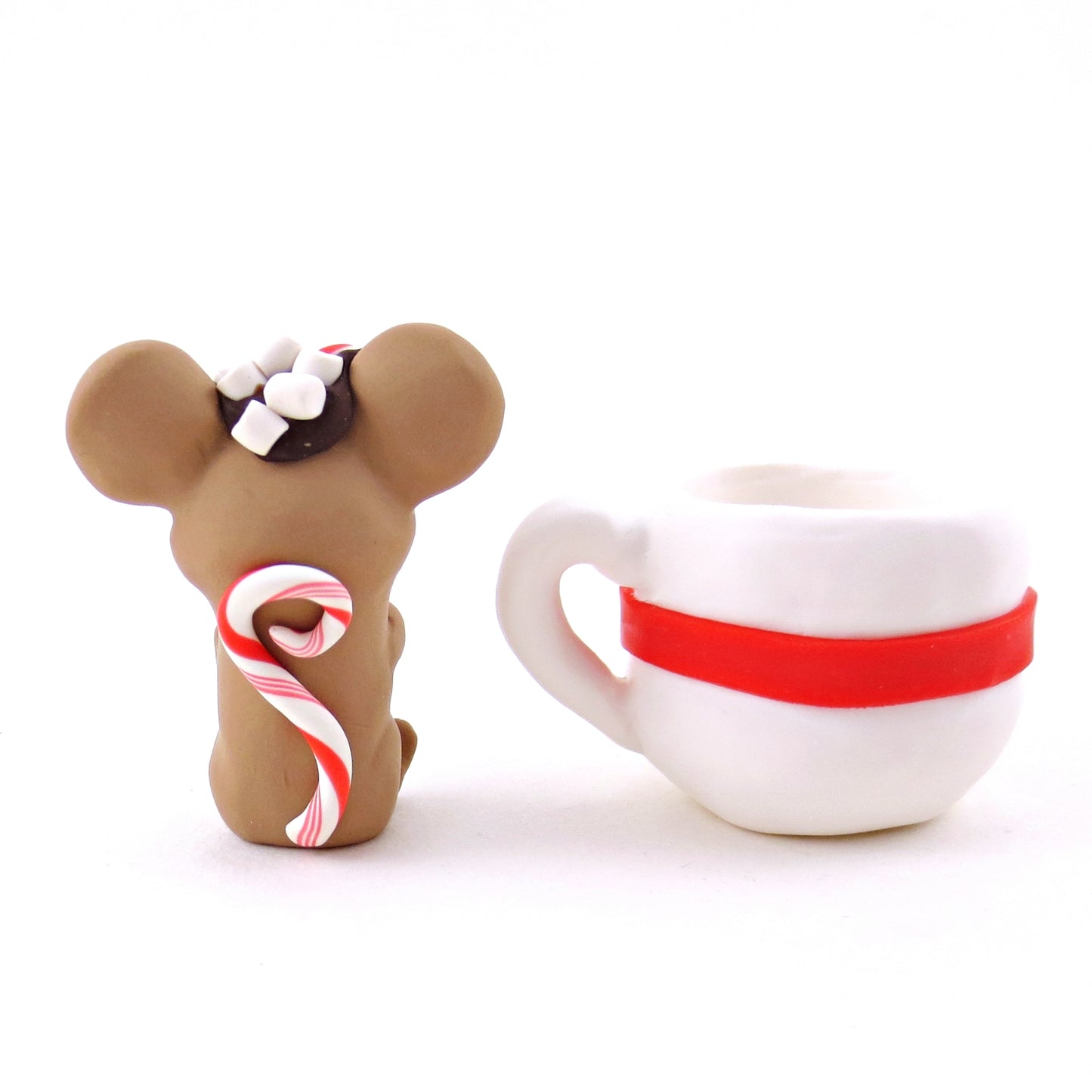 Hot Cocoa Mouse in a Snowman Mug Figurine - Polymer Clay Christmas Collection