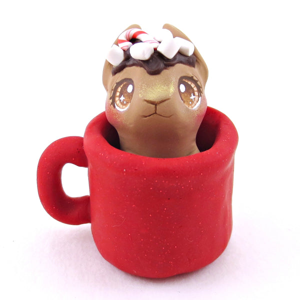 Hot Cocoa Bunny in a Mug Figurine - Polymer Clay Christmas Collection