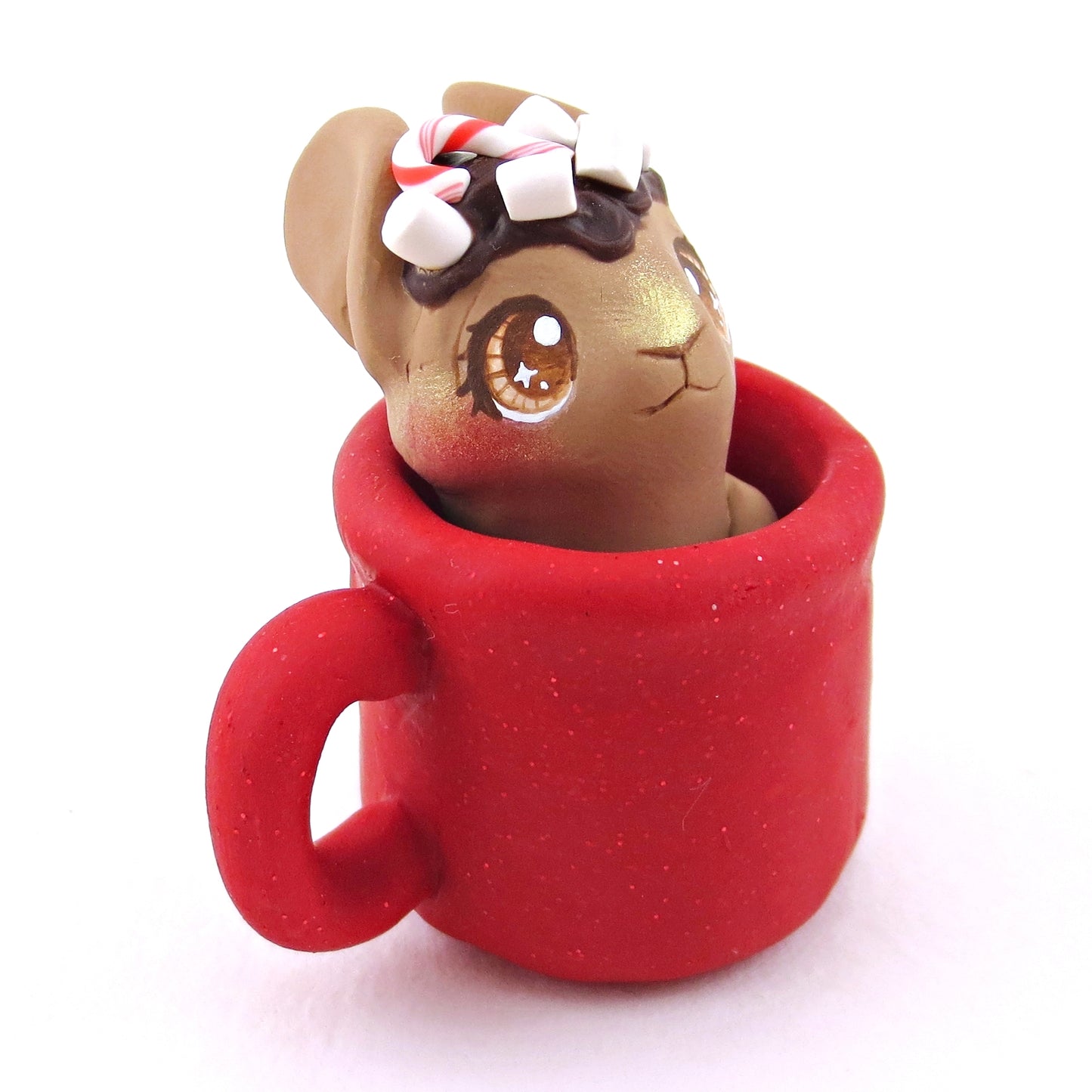 Hot Cocoa Bunny in a Mug Figurine - Polymer Clay Christmas Collection