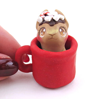 Hot Cocoa Bunny in a Mug Figurine - Polymer Clay Christmas Collection