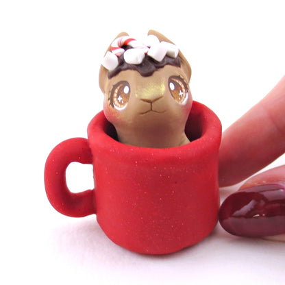 Hot Cocoa Bunny in a Mug Figurine - Polymer Clay Christmas Collection