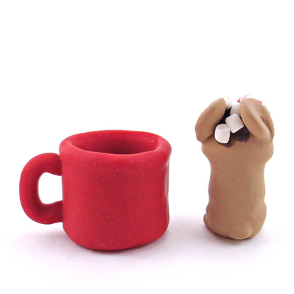 Hot Cocoa Bunny in a Mug Figurine - Polymer Clay Christmas Collection