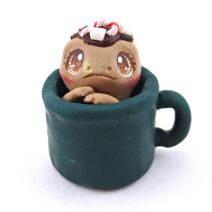 Hot Cocoa Frog in a Mug Figurine - Polymer Clay Christmas Collection