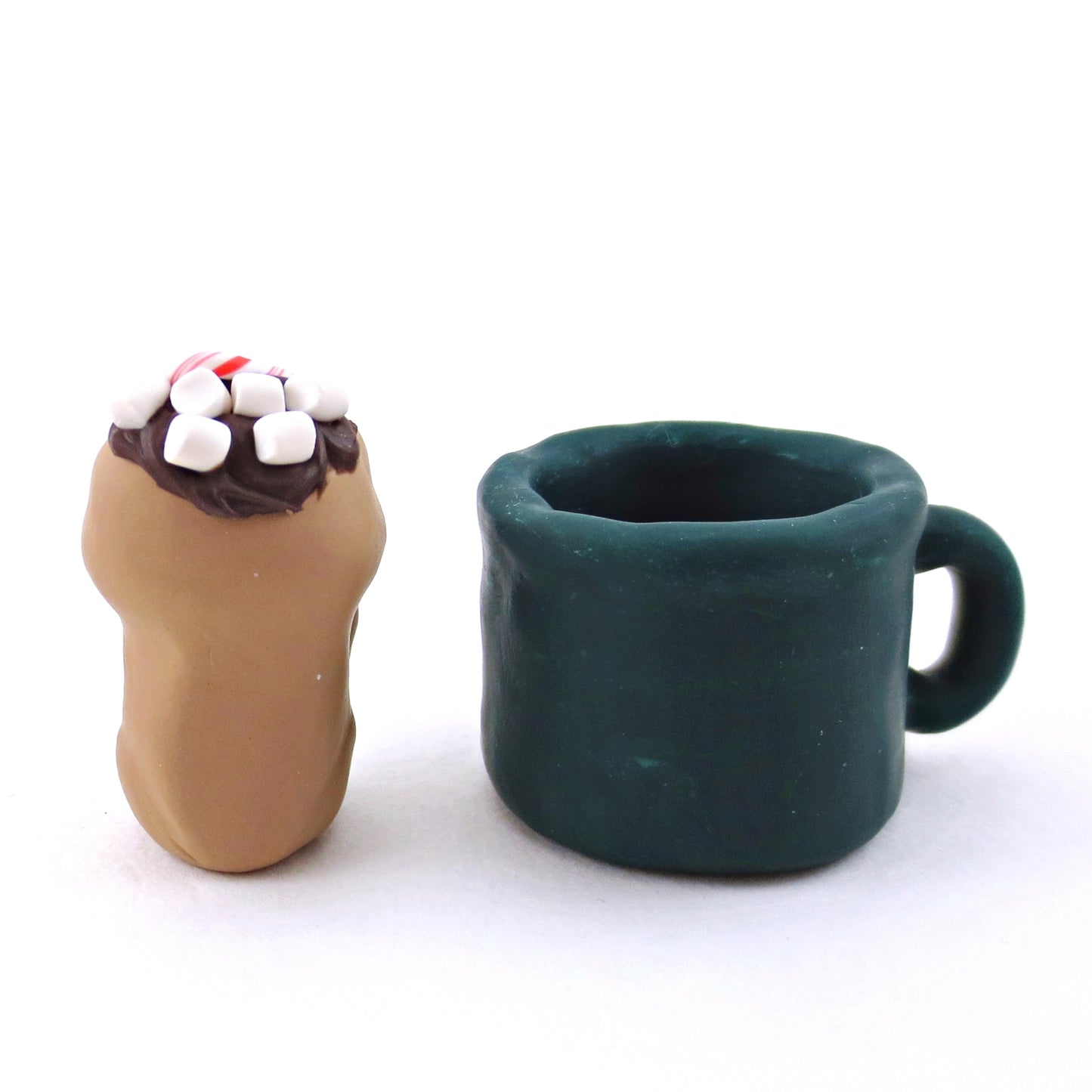 Hot Cocoa Frog in a Mug Figurine - Polymer Clay Christmas Collection