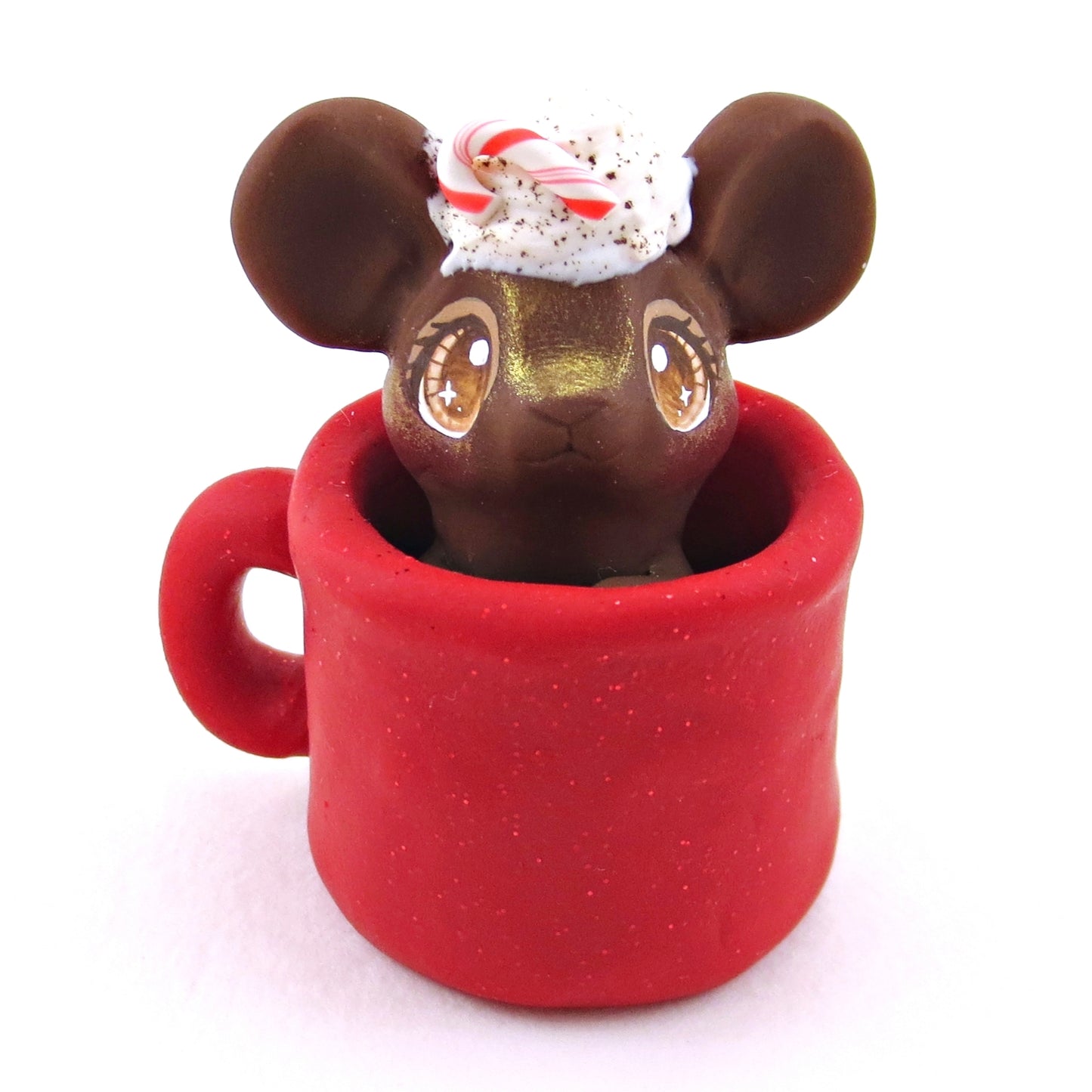 Peppermint Mocha Mouse in a Mug Figurine - Polymer Clay Christmas Collection