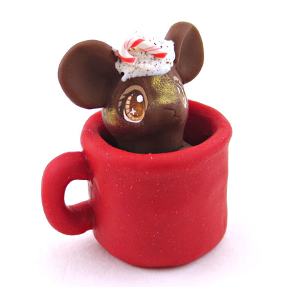 Peppermint Mocha Mouse in a Mug Figurine - Polymer Clay Christmas Collection