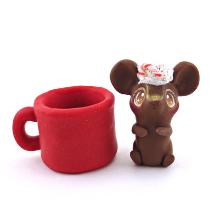 Peppermint Mocha Mouse in a Mug Figurine - Polymer Clay Christmas Collection