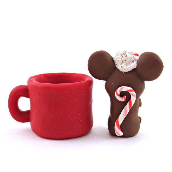 Peppermint Mocha Mouse in a Mug Figurine - Polymer Clay Christmas Collection