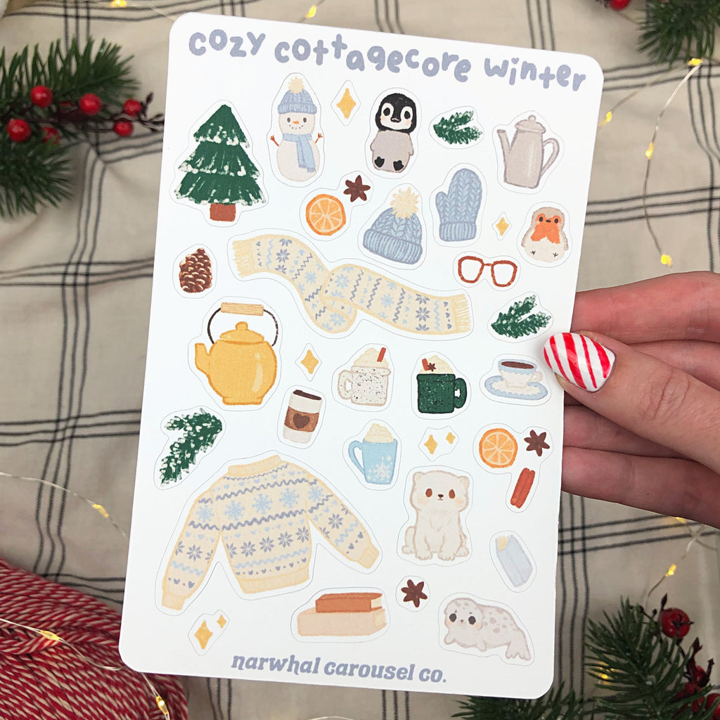 Cozy Cottagecore Winter Sticker Sheet – Narwhal Carousel Co.