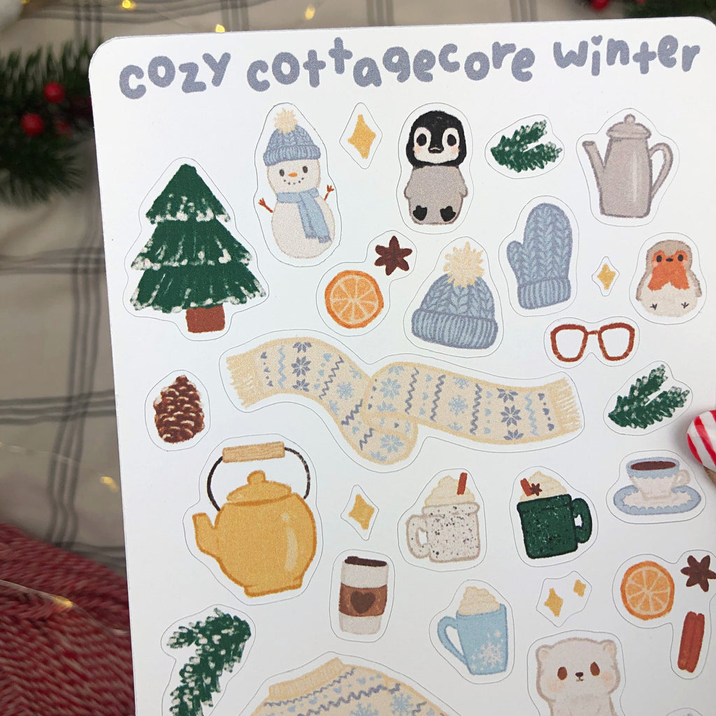 sticker sheet, cozy cottage core
