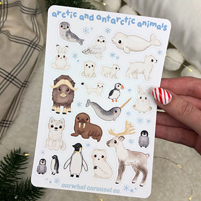 Arctic and Antarctic Animals Sticker Sheet