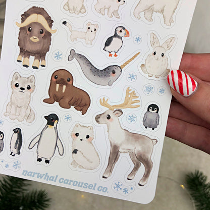 Arctic and Antarctic Animals Sticker Sheet