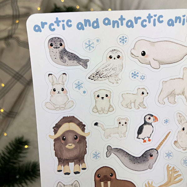 Arctic and Antarctic Animals Sticker Sheet