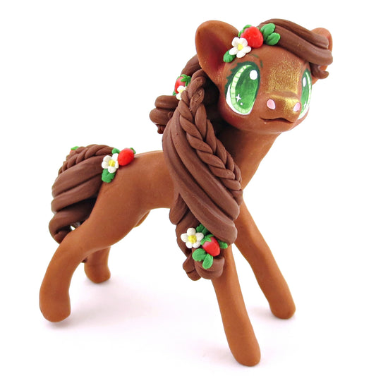 Strawberry Chestnut Pony Figurine - Polymer Clay Cottagecore Animals