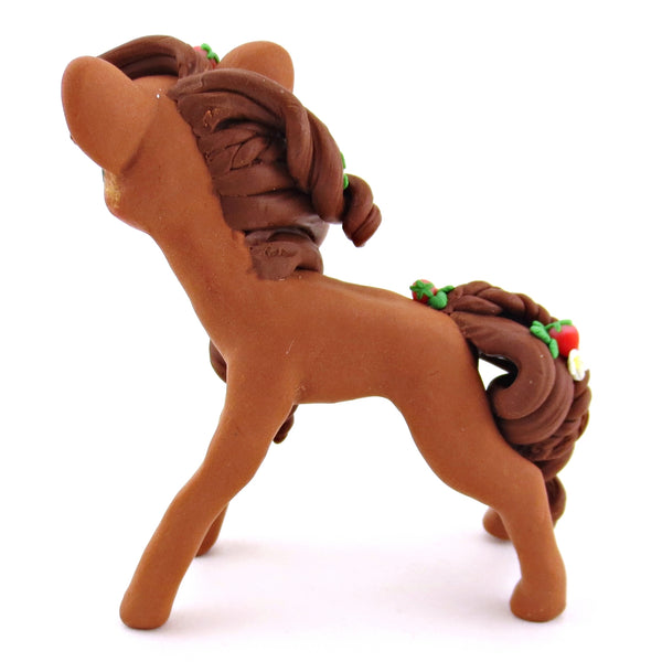 Strawberry Chestnut Pony Figurine - Polymer Clay Cottagecore Animals
