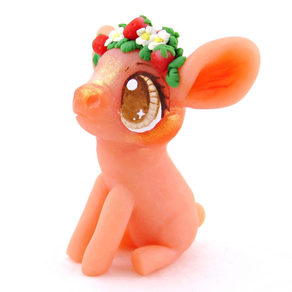 Strawberry Crown Piglet Figurine - Polymer Clay Cottagecore Animals