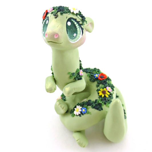 Wildflower Noodle Dragon Figurine - Polymer Clay Cottagecore Animals