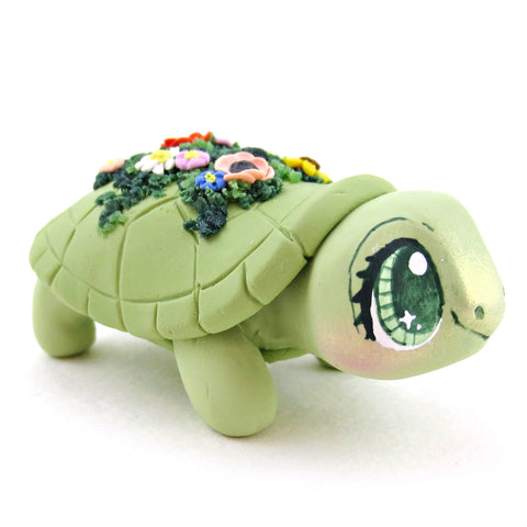 Wildflower Box Turtle Figurine - Polymer Clay Cottagecore Animals