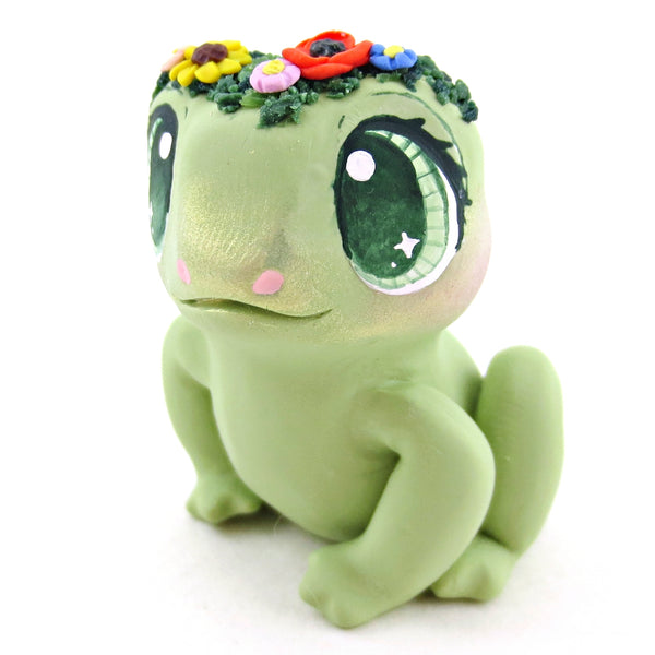 Wildflower Frog Figurine - Polymer Clay Cottagecore Animals