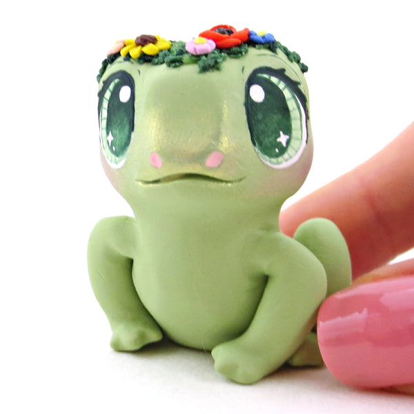 Wildflower Frog Figurine - Polymer Clay Cottagecore Animals