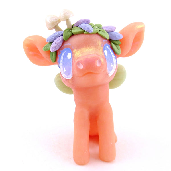 Flower Crown Fairy Piglet Figurine - Polymer Clay Cottagecore Animals