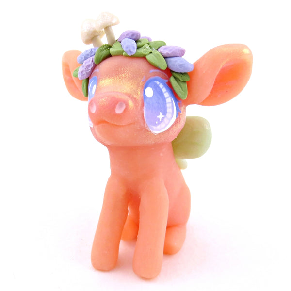 Flower Crown Fairy Piglet Figurine - Polymer Clay Cottagecore Animals