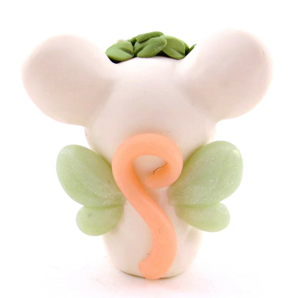 Flower Crown Fairy Mouse Figurine - Polymer Clay Cottagecore Animals