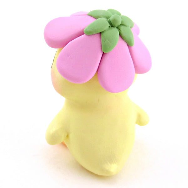 Flower Hat Chick Figurine - Polymer Clay Cottagecore Animals