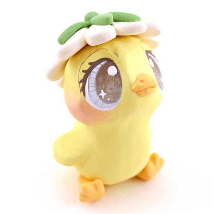 Daisy Hat Duckling Figurine - Polymer Clay Cottagecore Animals