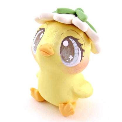 Daisy Hat Duckling Figurine - Polymer Clay Cottagecore Animals