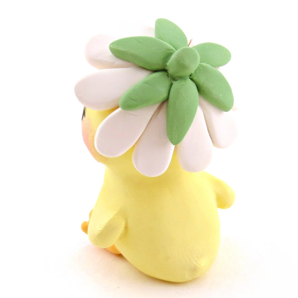Daisy Hat Duckling Figurine - Polymer Clay Cottagecore Animals