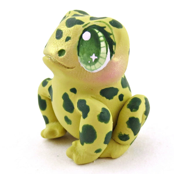 Baby Green Spotted Frog Figurine - Polymer Clay Cottagecore Animals