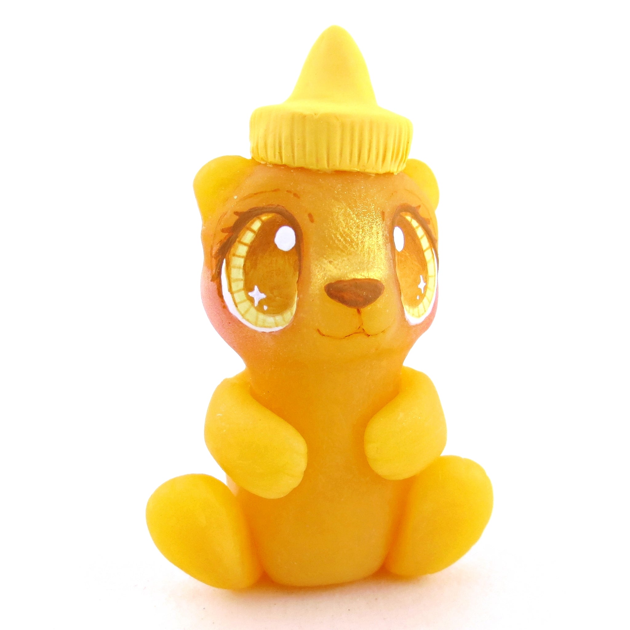 Honey Bear Bottle Figurine - Version 1 - Polymer Clay Cottagecore Animals