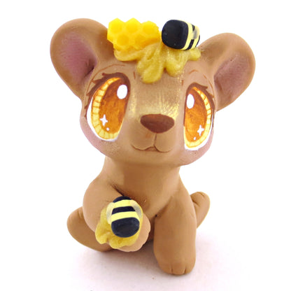 Medium Brown Honey Bear Figurine - Polymer Clay Cottagecore Animals