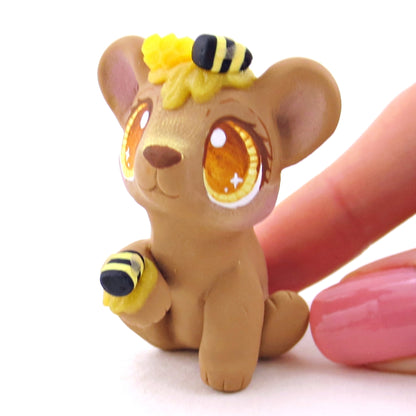 Medium Brown Honey Bear Figurine - Polymer Clay Cottagecore Animals