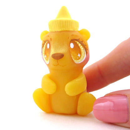 Honey Bear Bottle Figurine - Version 2 - Polymer Clay Cottagecore Animals