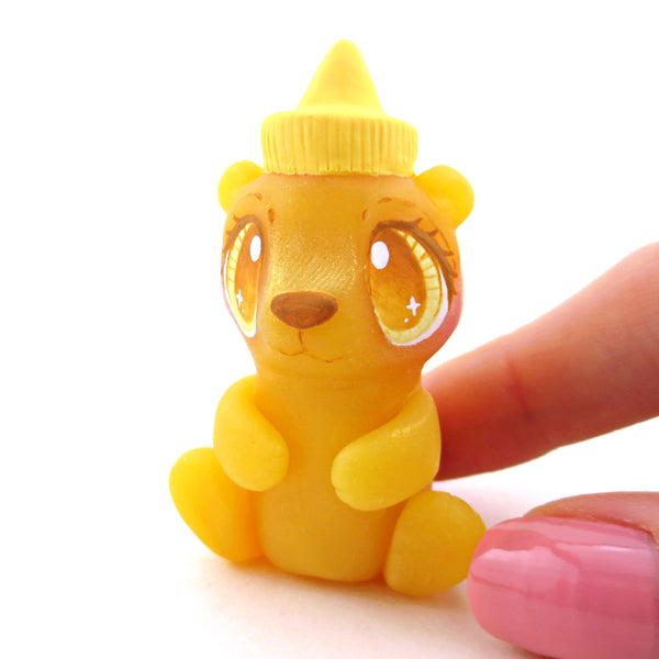 Honey Bear Bottle Figurine - Version 2 - Polymer Clay Cottagecore Animals