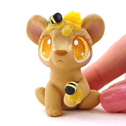 Soft Brown Honey Bear Figurine - Polymer Clay Cottagecore Animals