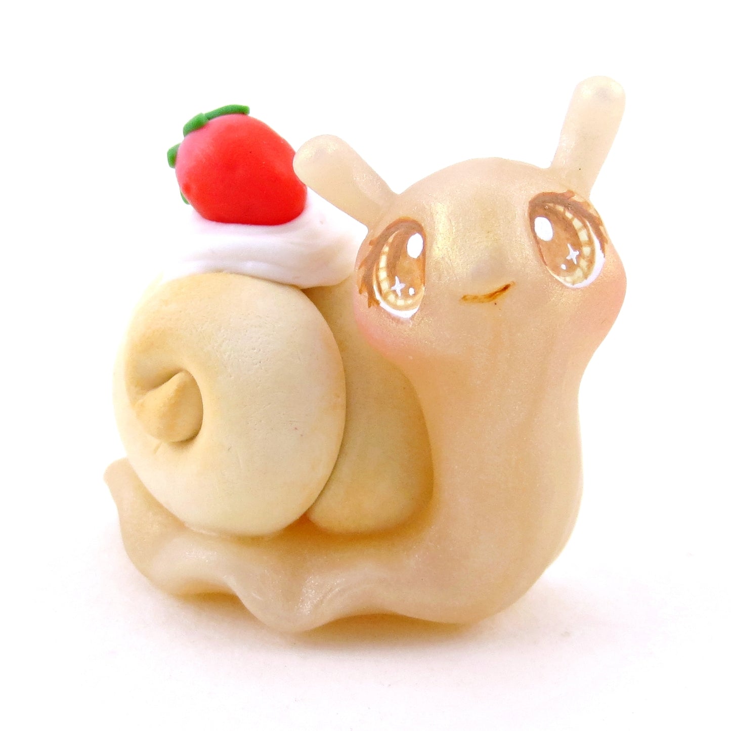 Strawberry Shortcake Snail Figurine - Polymer Clay Animals Cottagecore Fruit Collection