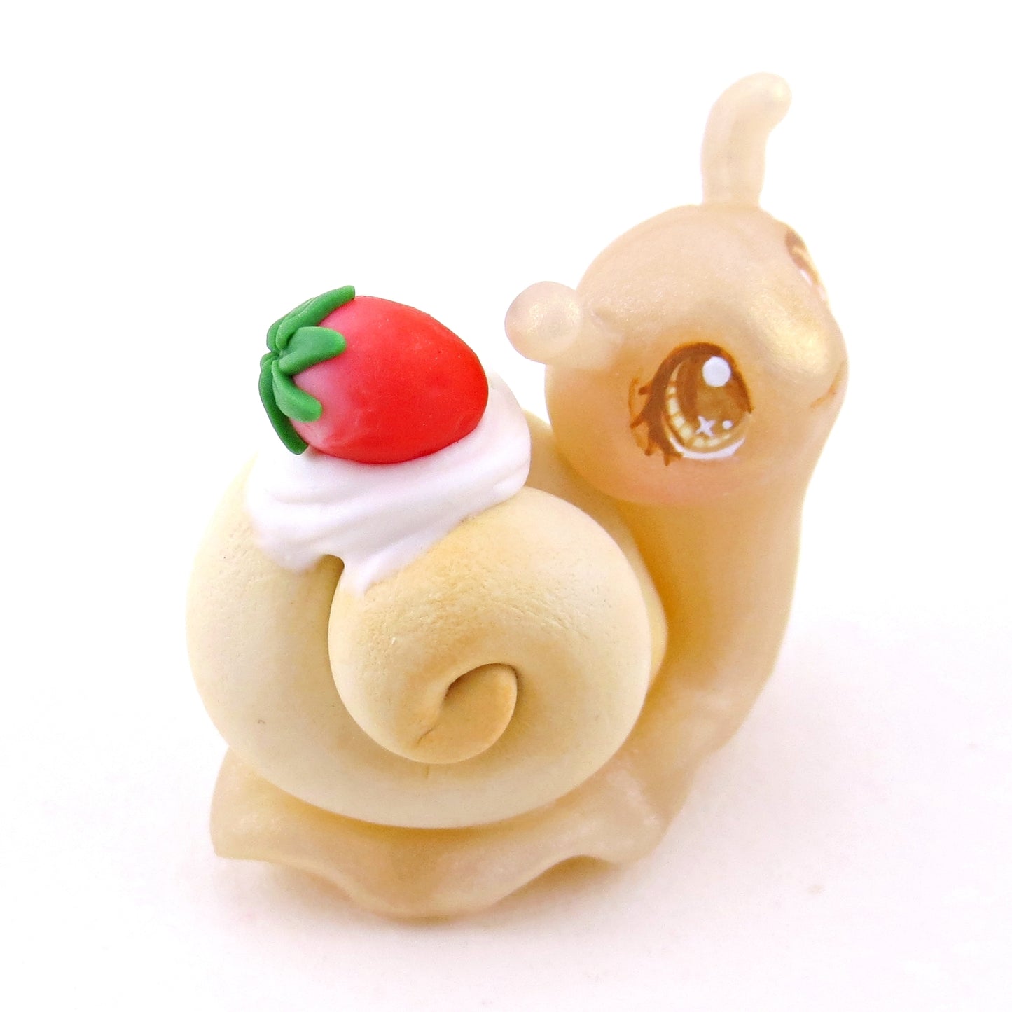 Strawberry Shortcake Snail Figurine - Polymer Clay Animals Cottagecore Fruit Collection
