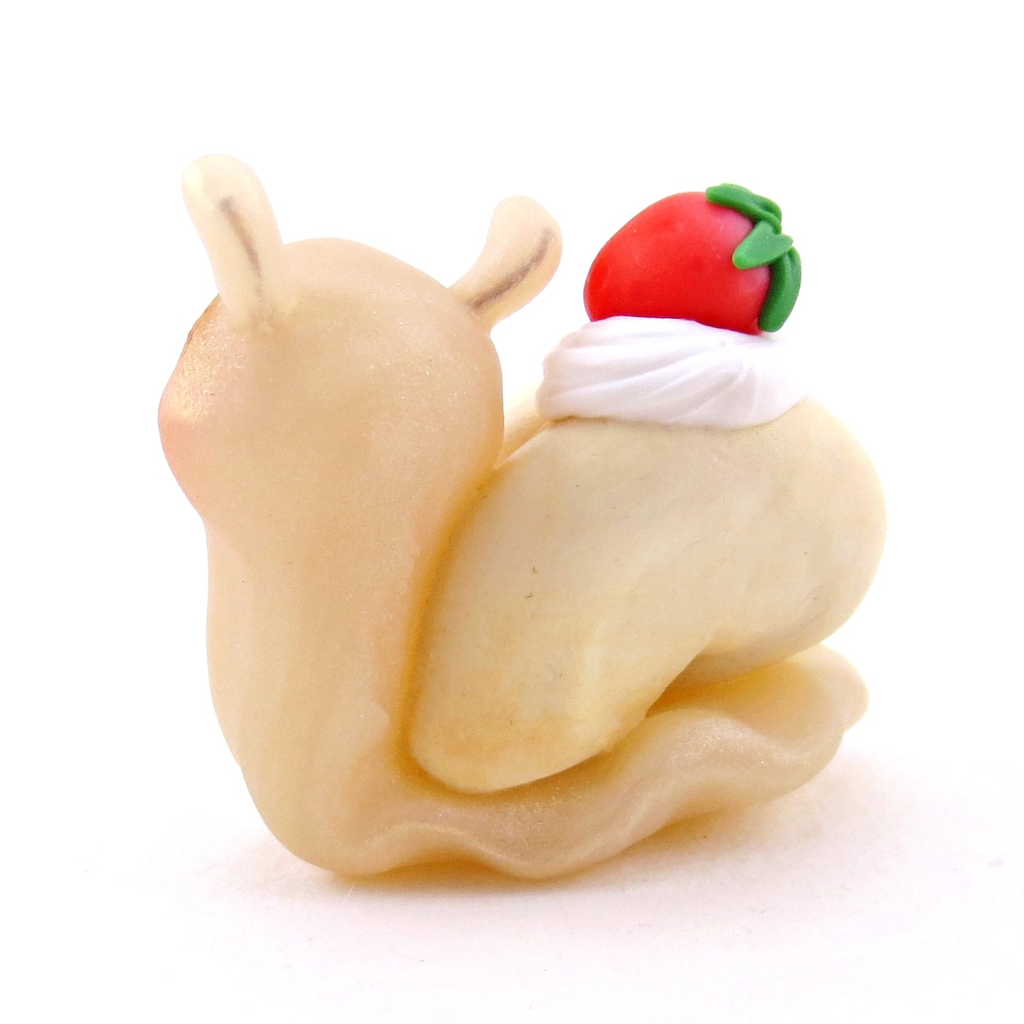 Strawberry Shortcake Snail Figurine - Polymer Clay Animals Cottagecore Fruit Collection