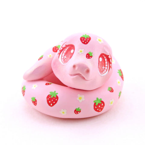 Strawberry Snake Figurine - Polymer Clay Animals Cottagecore Fruit Collection