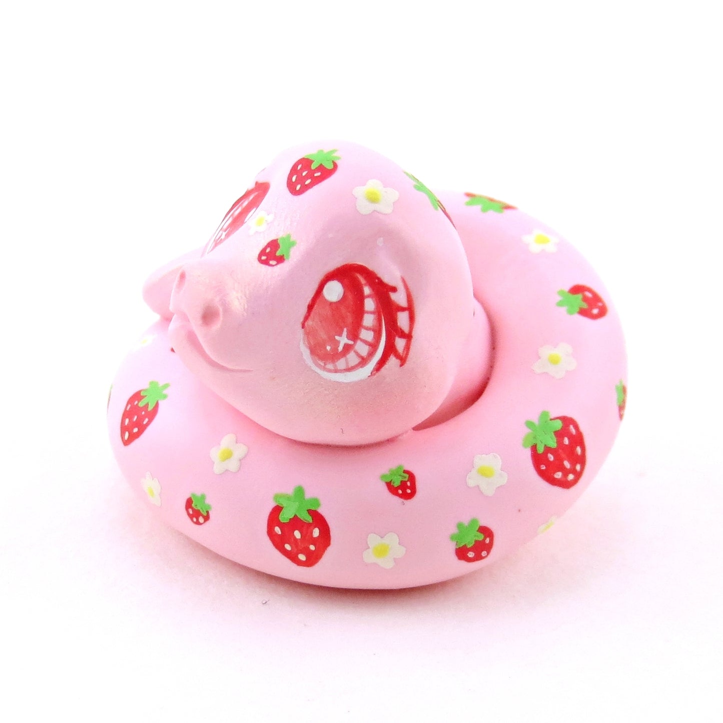 Strawberry Snake Figurine - Polymer Clay Animals Cottagecore Fruit Collection