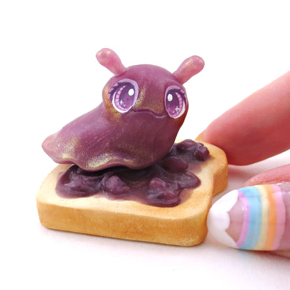 Blackberry Jam Slug Figurine - Polymer Clay Animals Cottagecore Fruit Collection