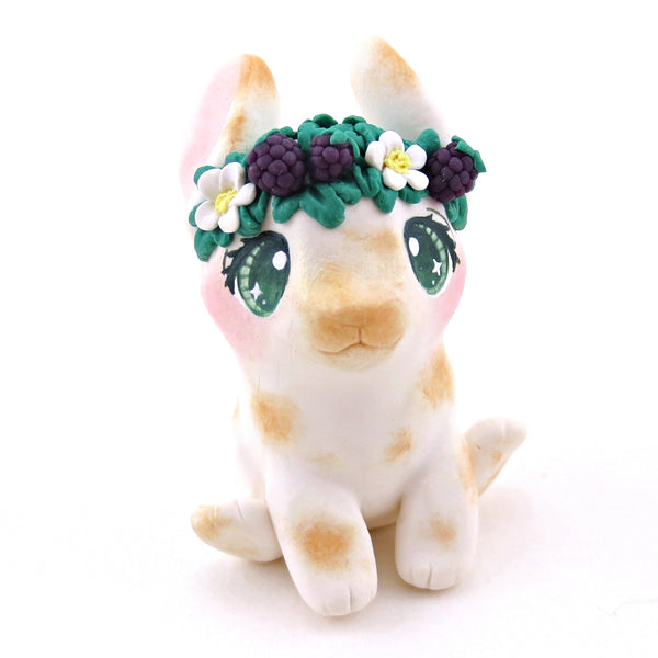 Blackberry Crown Bunny Figurine - Polymer Clay Animals Cottagecore Fruit Collection