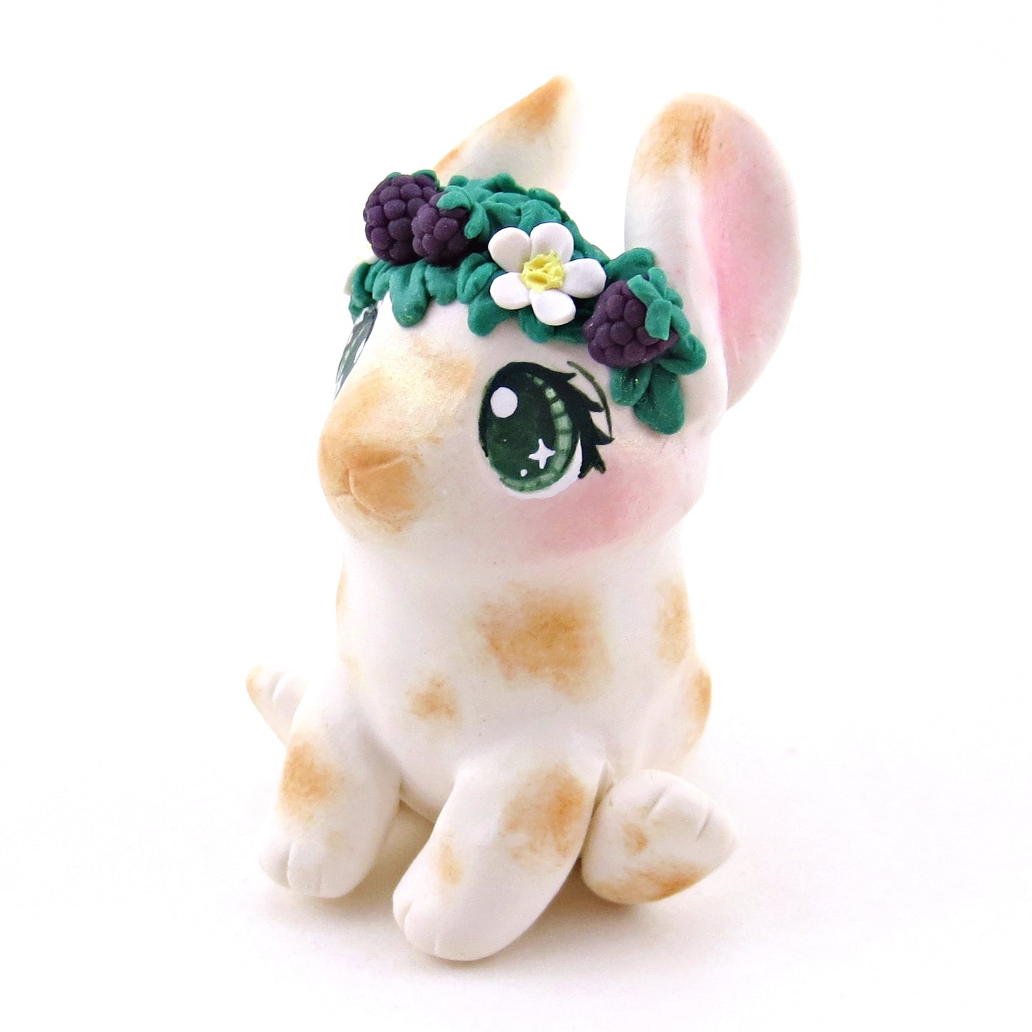 Blackberry Crown Bunny Figurine - Polymer Clay Animals Cottagecore Fruit Collection