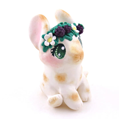 Blackberry Crown Bunny Figurine - Polymer Clay Animals Cottagecore Fruit Collection