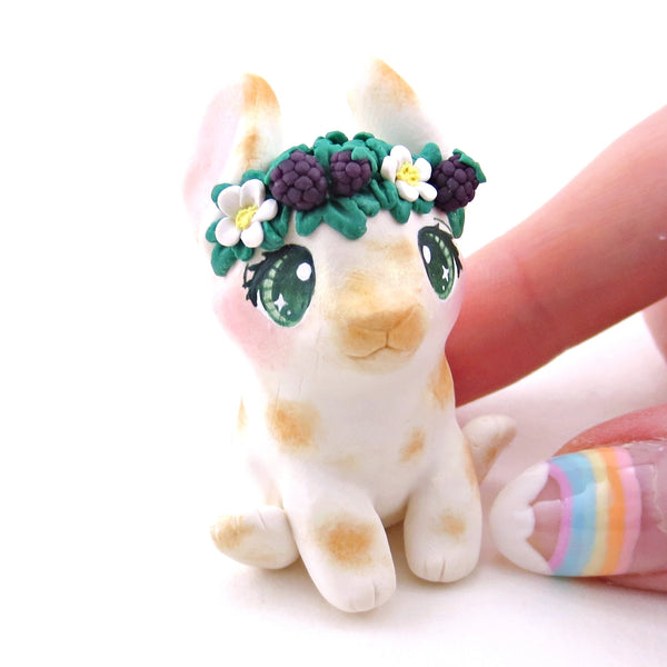 Blackberry Crown Bunny Figurine - Polymer Clay Animals Cottagecore Fruit Collection