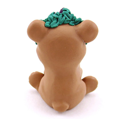 Blackberry Crown Bear Cub Figurine - Polymer Clay Animals Cottagecore Fruit Collection